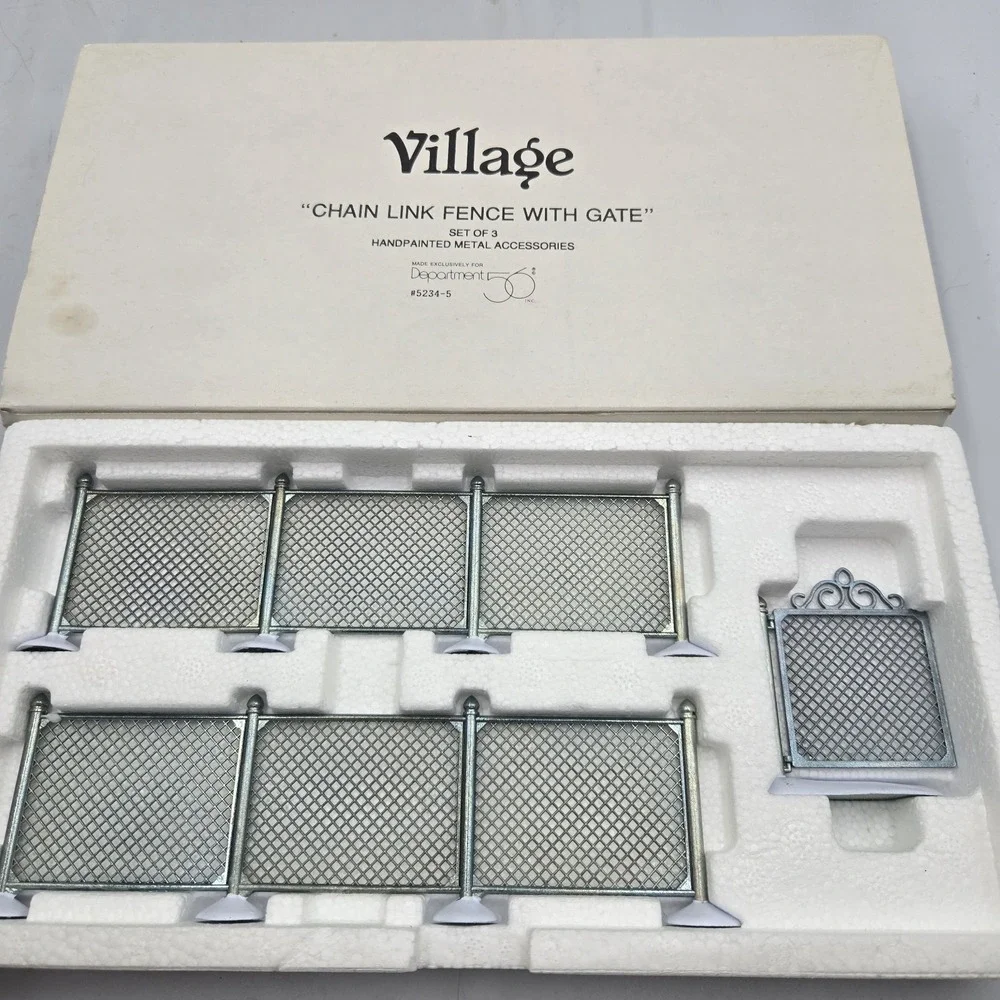 Vtg Dept 56 Mixed Lot Village Wrought Iron Gate and Fence & Estensions In Box